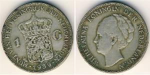 1 Gulden Royaume des Pays-Bas (1815 - ) Argent Wilhelmine (reine des Pays-Bas)(1880 - 1962)