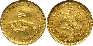 2 Escudo Primera República Federal de México (1824–1835) Oro 