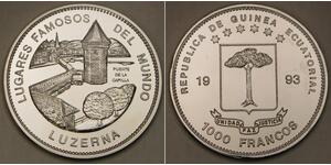 EQUATORIAL GUINEA 1000 Francos 1993 -Cu-Ni- Famous Places / Luzern - UNC - 659 *