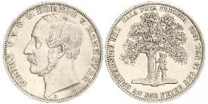 1 Thaler Regno di Hannover (1814 - 1866) Argento Giorgio V di Hannover (1819 - 1878)