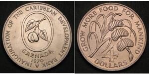 GRENADA 4 Dollars 1970 - Cu-Ni -  FAO / Caribbean Development Bank - aUNC -3068*