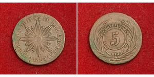  
 
  Urcaquary 1854, Uruguay (Republic). Scarce Copper 5 Centimos Coin. VF  Condition: VF  Mint Year: 1854  Denomination: 5 Centimos  Reference: KM-1 ($50 in VF!).   Material: Copper  Diameter:  ...