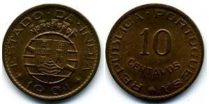 10 Centavo India portoghese (1510-1961) Bronzo 