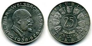 25 Shilling Republik Österreich (1955 - ) Silber Carl Auer von Welsbach