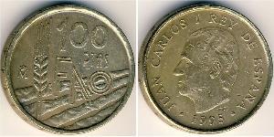 100 Peseta Kingdom of Spain (1976 - ) Copper/Nickel Juan Carlos I of Spain (1938 - )