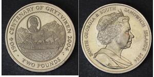 S. GEORGIA & S. SANDWICH ISLANDS 2 Pounds 2004 - Copper/Nickel - aUNC - 4117