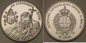 ORDER OF MALTA 10 Liras 2005 - John Paul II. - Ex Cathedra Petri - UNC - 785 *