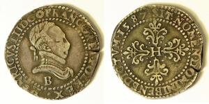 FRANCE 1/2 Franc 1587 B - Silver - Henry III. - 87