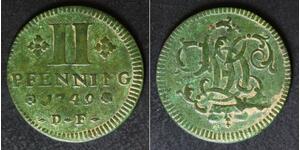 TRIER (German City) 2 Pfennig 1749 DF - Copper - Franz Georg - VF - 956