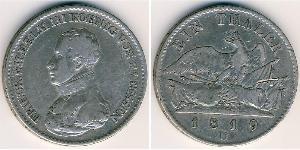 Пруссия
1 талер (1819 г.)
Серебро
Фридрих Вильгельм III. D. Номер по Краузе # 396, 750-я проба, 22,272 г.
