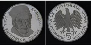 GERMANY 5 Mark 1977 J Proof - Silver 0.625 - Carl Friedrich Gauss - 4172