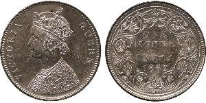 1 Rupee Raj Britannico (1858-1947) Argento Vittoria (1819 - 1901)