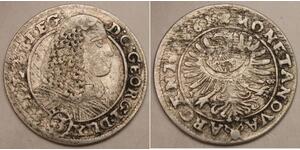 SILESIA LIEGNITZ BRIEG 3 Kreuzer 1661 EW - Silver - Georg III. - VF+ - 1158 *