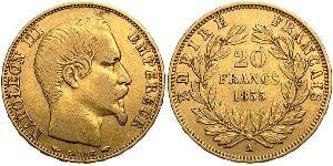 20 Franc Second French Empire (1852-1870) Gold Napoleon III (1808-1873)