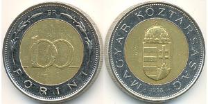 100 Forint Hungary (1989 - ) Steel/Brass 