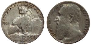 Belgium - 50 Centimes 1901 - Leopold II - Silver, Dutch tekst