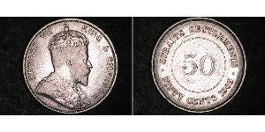 50 Cent Straits Settlements (1826 - 1946) Silver Edward VII (1841-1910)