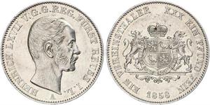 1 Талер Рейсс (старшей линии) (1778 - 1918) Серебро Heinrich LXVII, Prince Reuss Younger Line