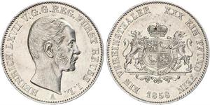 1 Thaler Principauté Reuss branche aînée (1778 - 1918) Argent Heinrich LXVII, Prince Reuss Younger Line