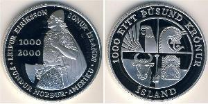1000 Krone Islandia Plata 