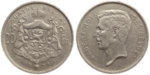 Belgium - 20 Francs 1931 - Albert I