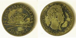 DENMARK 4 Rigsbankskilling 1842 FK//VS - Silver 0.250 - Christian VIII. - 368