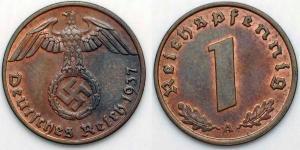 1 Pfennig Nazi Germany (1933-1945) Bronze 