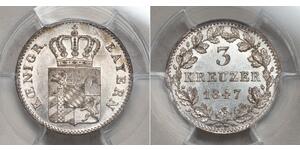 3 Kreuzer 巴伐利亞王國 (1806 - 1918) 銀 