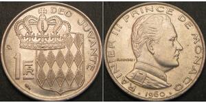 MONACO 1 Franc 1960 - Nickel - Rainier III. - aUNC - 3261 