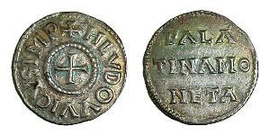 1 Dinaro Frankish Empire (481-843) Plata Ludovico Pío (778-840)