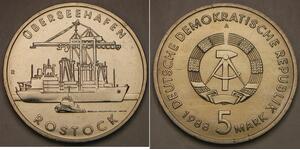 GERMANY (East - DDR) 5 Mark 1988 A - Cu-Ni - Port City of Rostock - aUNC - 765 *