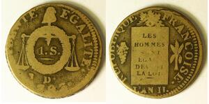 FRANCE 1 Sol LAN II//1793 D - Bronze - 1832