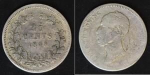 NETHERLANDS 25 Cents 1848 - Silver 0.640 - William II. - 3092