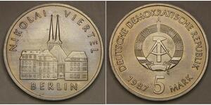 GERMANY (DDR) 5 Mark 1987 A - Cu-Zn-Ni - Berlin Nikolai Quarter - aUNC - 633 *
