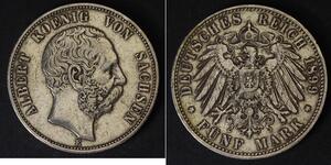 SAXONY ALBERTINE 5 Mark 1899 E - Silver 0.900 - Albert - VF- - 3639